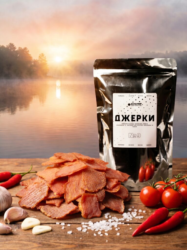 джерки премиальное вяленое мясо свинины с мягкой остротой чеснока и чили